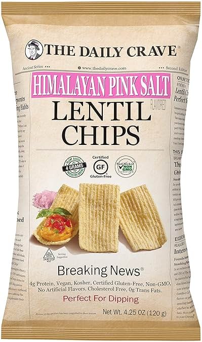 The Daily Crave Himalayan Pink Salt Lentil Chips, 4.25 Oz (Pack Of 8) 4 G Protein, Gluten-Free, Non-Gmo, Kosher, Crunchy - Product Image