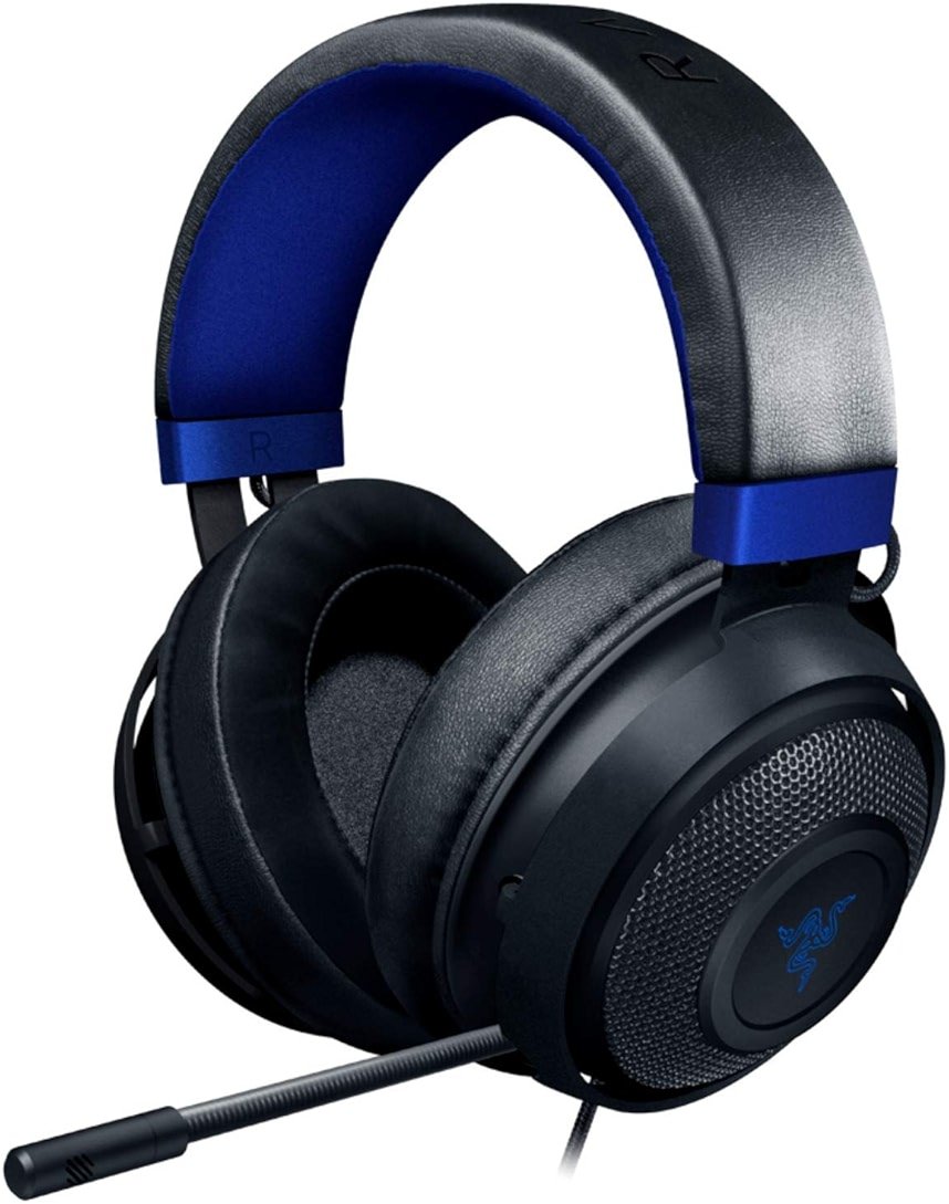 Razer Kraken Gaming Headset: Lightweight Aluminum Frame - Retractable Noise Isolating Microphone - for PC, PS4, PS5, Switch, Xbox One, Xbox Series X & S, Mobile - 3.5 mm Headphone Jack - Black/Blue - Product Image