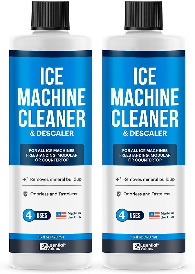 Essential Values Ice Machine Cleaner and Descaler, 2 Pack x 16 fl oz, Nickel Safe Descaler, Ice Maker Cleaner Compatible with All Major Brands (Scotsman, KitchenAid), Made in the USA - Product Image