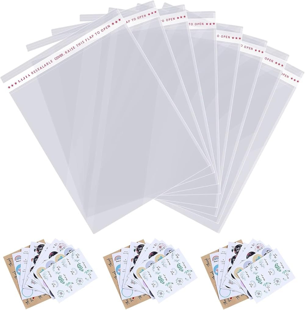 KRUM Heavy Quality Transparent Saree Cloth Utility Bag Self Adhesive BOPP Bag 9X12 Inch Pack of 100 - Product Image
