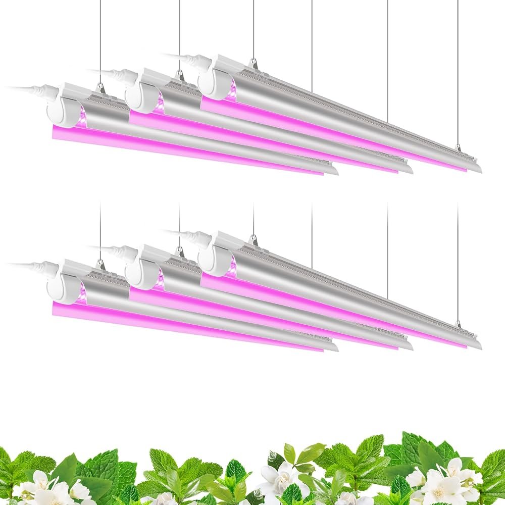 Barrina LED Grow Light, 252W(6 x 42W) 4ft T8, Full Spectrum, V-Shape with Reflector, Linkable Design, Plant Lights for Indoor Plants, 6-Pack - Product Image