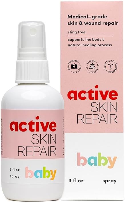 Active Skin Repair Natural, Non-Toxic, No Sting Baby Spray First Aid Safe For Use on Diaper Rash, Baby Acne, Eczema, Cuts, Wounds, Scrapes, and Other Skin Irritations (3 oz. Spray) - Product Image