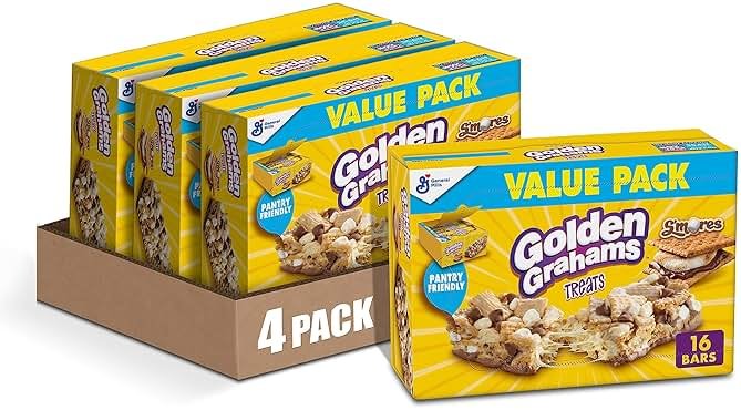 Golden Grahams Cereal Treat Bars, S'mores, Snack Bars, Value Pack, 16 Ct, 16.96 oz (Pack of 4) - Product Image