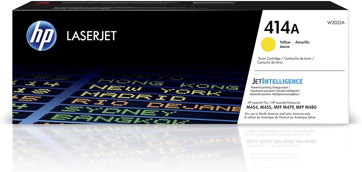 HP 414A Yellow Toner Cartridge | Works with Color LaserJet Enterprise M455dn, MFP M480f, Pro M454, MFP M479 Series | W2022A - Product Image