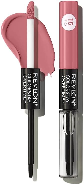 Revlon ColorStay Overtime Lipcolor, Liquid Lipstick with Clear Lip Gloss, Dual Ended with Vitamin E, 550 Blush Hour, 0.07 fl oz - Product Image