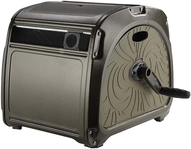 Giraffe Tools SW5 Metal Hose Reel Box, Heavy Duty Garden Hose Storage Reel Hideaway, Crank Handle, 150ft 5/8" Hose Capacity, Green - Product Image