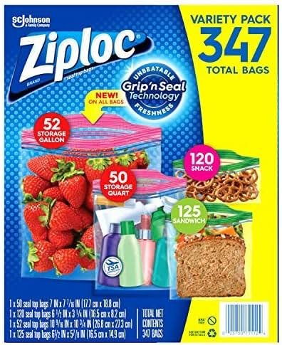 Ziploc Bags 52 Gallon, 50 Quart, 120 Snack, 125 Sandwich (347 Count) - Product Image
