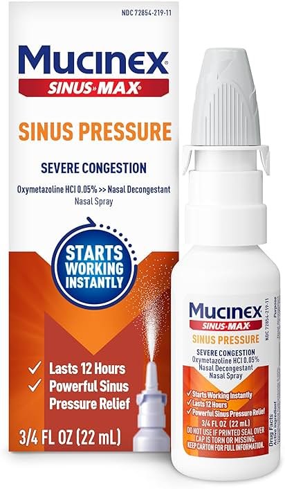 Mucinex Sinus-Max Severe Nasal Congestion Relief Sinus & Allergy Nasal Spray, 0.75 Fluid Ounce - Product Image