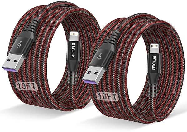 2Pack for iPhone Charger Cable 10 Ft,Long Lightning for Apple Charging Cord 10ft for iPhone 14/13/12/11 Pro/X/Xs Max/XR/8 Plus/7/6/5/SE,for IPad USB Charge Wire 10 Foot - Product Image