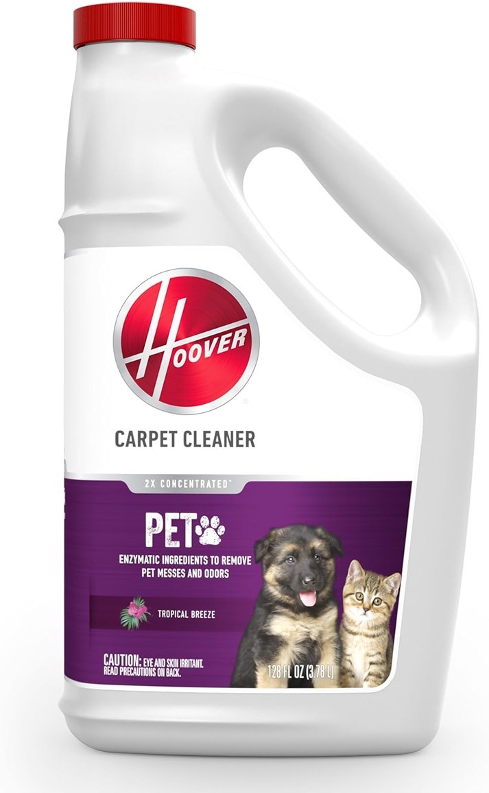Hoover Pet Carpet Cleaner Solution, 128 oz., Tropical Breeze Scent, Deep Cleaning Shampoo Solution, Eliminates Urine Stains and Odors, Pair Carpet Cleaner Machine - Product Image
