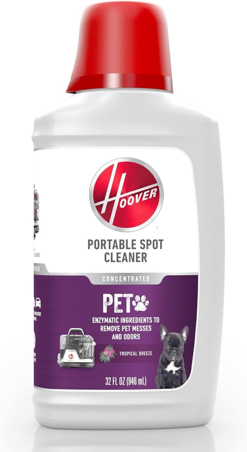 Hoover Pet Portable Spot Cleaner Solution, 32 oz., Tropical Breeze Scent, Upholstery and Carpet Shampoo Solution, Eliminates Pet Messes and Odors, Designed for Hoover CleanSlate Spot Cleaner - Product Image