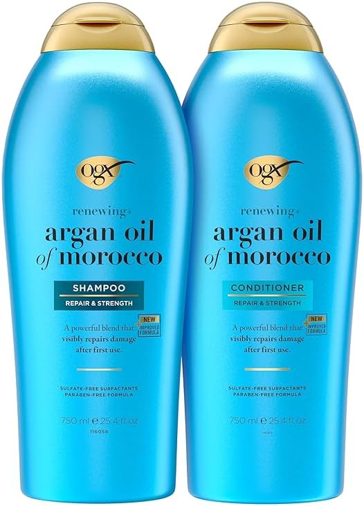 OGX Renewing + Argan Oil of Morocco Shampoo & Conditioner Set, Helps Strengthen & Repair Dry, Damaged Hair, Paraben-Free, Sulfate-Free Surfactants, 25.4 fl. Oz (Pack of 2) - Product Image