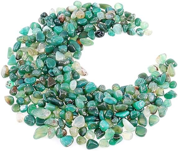 Hilitchi Green Agate Stone Tumbled Stones for Plants Cacti & Succulents Bedding, Vase Filler, Landscape Bottom Decoration (About 1lb(455g)/Bag) - Product Image