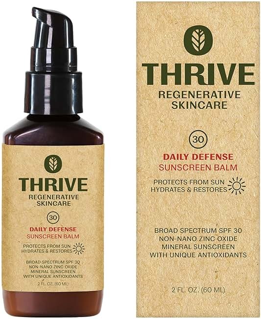 Thrive Natural Care Mineral Face Sunscreen SPF 30 - Daily Sunscreen for Face, No White Cast, Non-Nano Zinc Oxide - Lightweight Moisturizer Broad-Spectrum Protection - Vegan, 2 Fl Oz - Product Image