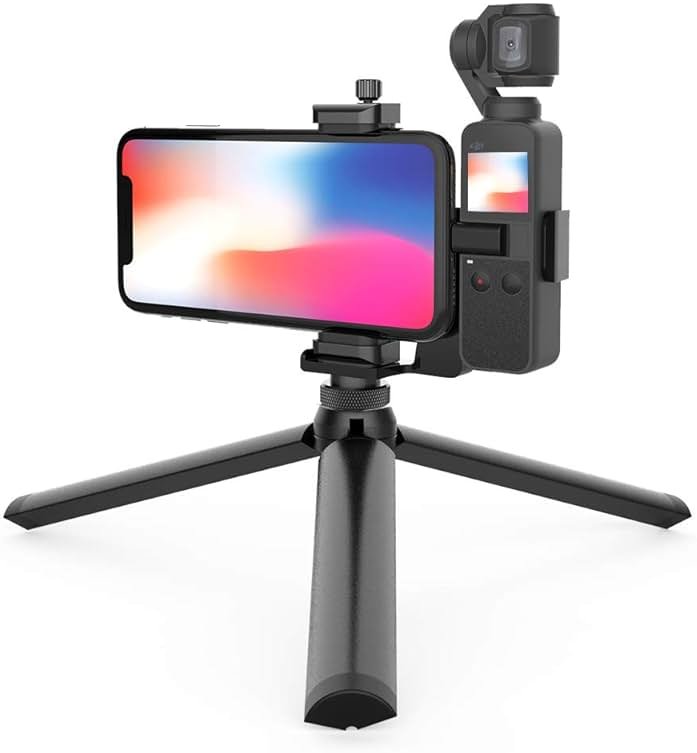 Smatree OSMO Pocket 2 Phone Holder Set Expansion Accessories with 1/4" Thread Screw and Tripod Compatible with DJI OSMO Pocket 2/ OSMO Pocket and Smartphone - Product Image