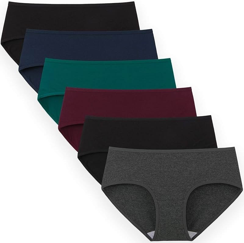 INNERSY Womens Underwear Cotton Hipster Panties Regular & Plus Size 6-Pack - Product Image