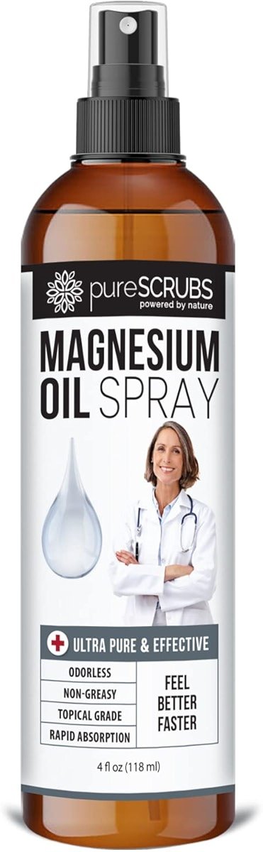 Fast Acting Pure Topical Magnesium Oil Spray for Feet, Skin, Body, Ultra Fast Absorption for Better Health, Pure Zechstein Brine - (4 fl oz - 1pk) - Product Image