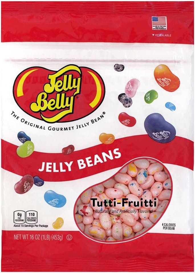Jelly Belly Tutti-Fruitti Jelly Beans - 1 Pound (16 Ounces) Resealable Bag - Genuine, Official, Straight from the Source - Product Image