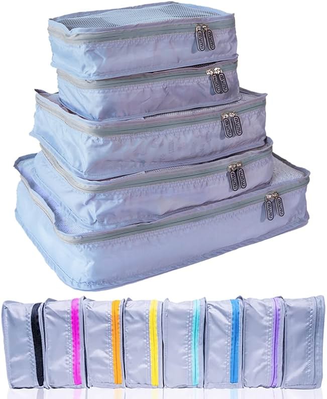 MUMI Packing Cubes – 5-Piece Compression Packing Cubes for Travel, Luggage Organizers for Suitcases, Carry-On Bags, Backpacks, and Duffel Bags – Space-Saving Travel Essentials - Gray - Product Image