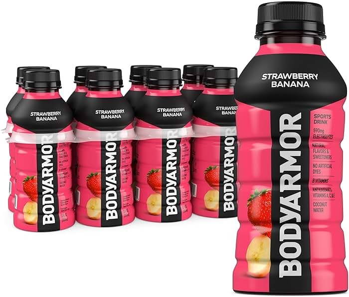 BODYARMOR Sports Drink, Strawberry Banana, Electrolyte Drink Hydration, 12 Fl Oz Bottles (8 Pack), Flavored Coconut Water with B Vitamins & Antioxidants - Product Image