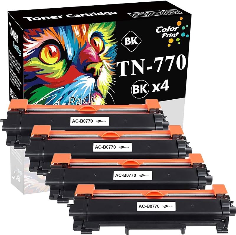 ColorPrint Compatible Toner Cartridge Replacement for Brother TN 770 TN770 Black High Yield TN-770 TN760 for HL-L2370DW HL-L2370DWXL MFC-L2750DW MFC-L2750DWXL HL L2370DW Laser Printer (4-Pack) - Product Image