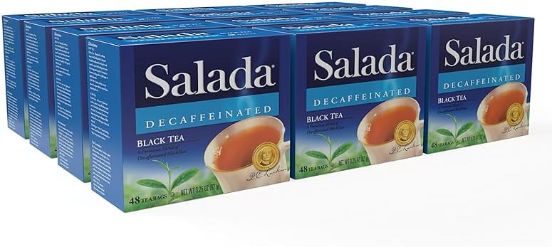 Salada Decaffeinated Black Tea Blended Strong Black Tea with 48 Tea Bags Per Box (Pack of 12) Contains Caffeine Brew Hot Flavored Rich in Antioxidants Original Blend - Product Image
