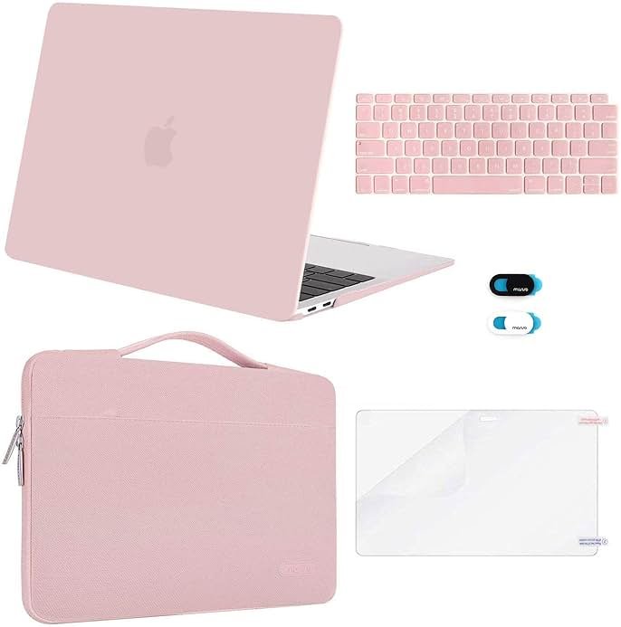 MOSISO Compatible with MacBook Air 13 inch Case M1 Chip 2021 2020 2019 2018 Release A2337 A2179 A1932 Retina Display, Plastic Hard Shell Case&Bag&Keyboard Skin&Webcam Cover&Screen Film, Rose Quartz - Product Image
