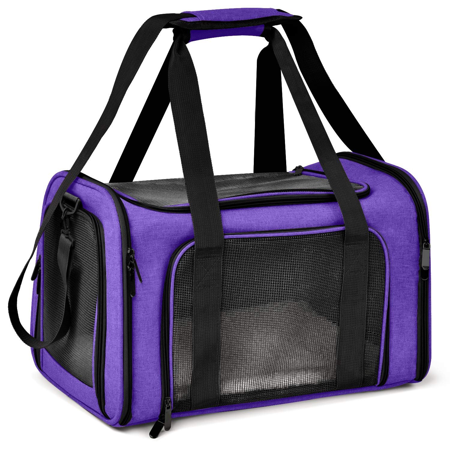 Henkelion Pet Carrier for Small Medium Cats Dogs Puppies up to 15 Lbs, Airline Approved Small Dog Carrier Soft Sided, Collapsible Travel Puppy Carrier - Purple - Product Image
