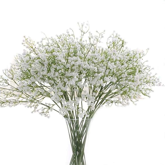 Gumolutin 9 Pack Real Touch Artificial Baby's Breath Flowers - 21" Bendable Stems for Wedding Bouquets, Home Centerpieces & Outdoor Decor (Waterproof, Dustproof, White) - Product Image
