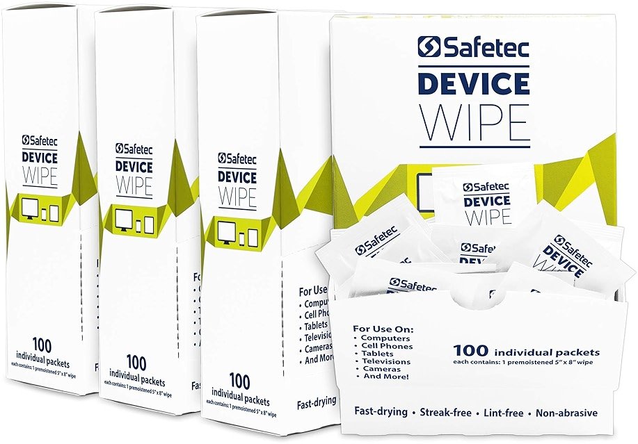 Safetec Device Wipes for Cellphones, Tablets & Screens (4 Pack of 100ct Wipes - 400 Cleaning Cloths) - Product Image