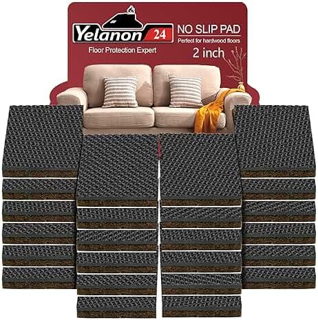 Yelanon Non Slip Furniture Pads -24 pcs 2’’ Furniture Grippers Hardwood Floors, Non Skid for Furniture Legs,Self Adhesive Rubber Feet, Anti Slide Furniture Floors Protectors for Keep Couch Stoppers - Product Image