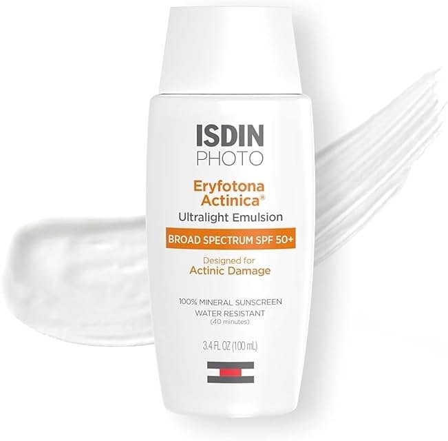 ISDIN Eryfotona Actinica SPF 50+ | Mineral Sunscreen for Face with Zinc Oxide | 100% Mineral UV Filters | No White Cast, Suitable for Sensitive Skin, Dermatologist Recommended - Product Image