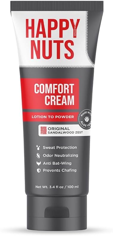 HAPPY NUTS Comfort Cream Deodorant For Men: Anti-Chafing Sweat Defense, Odor Control, Aluminum-Free, Travel Essential, Mens Deodorant & Hygiene Products for Men's Private Parts 3.4 Fl Oz - Original - Product Image