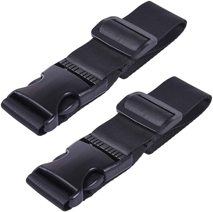 Wisdompro 2 Pcs Add a Bag Luggage Strap, Heavy Duty Adjustable Suitcase Belt Travel Attachment Travel Accessories for Connecting Your Luggage Together - Black - Product Image