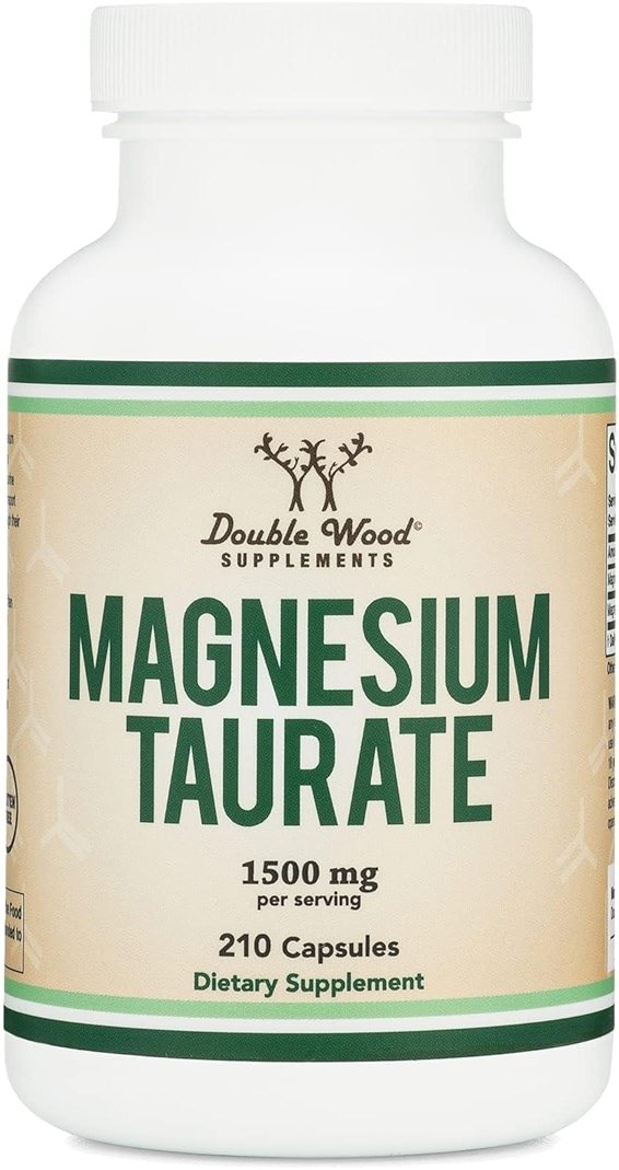 Magnesium Taurate Supplement for Cardiovascular Health to Boost Magnesium Levels (1,500mg per Serving, 210 Vegan Capsules) Non-GMO, Gluten Free, by Double Wood Supplements - Product Image