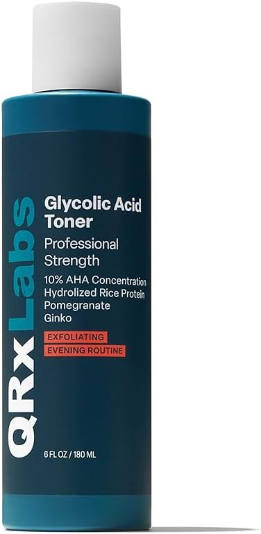 QRxLabs Glycolic Acid Toner - 10% Glycolic Acid Exfoliant with Salicylic Acid - Hydrating Face Exfoliator - Pore Toner & BHA Liquid Exfoliant with Witch Hazel - 6 Fl Oz - Product Image