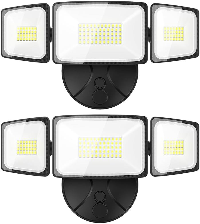 Onforu 2 Pack 75W Flood Lights Outdoor, 7000LM LED Flood Lighting Outdoor Switch Controlled, IP65 Waterproof Exterior Floodlight Fixture with 3 Adjustable Heads, 6500K Security Light for Garage Yard - Product Image