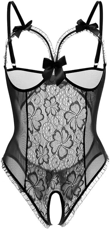 AIBINGGE Lingerie for Women Sexy Teddy One-Piece Lace Babydoll Bodysuit Nightie Plus Size - Product Image