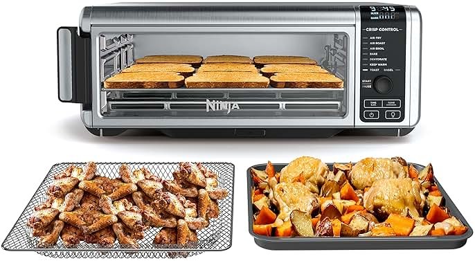 Ninja Digital Air Fryer & Toaster Oven | 8-in-1 Functionality | Flip-Up Design | XL Capacity | Air Fry Basket, Sheet Pan, Wire Rack & Crumb Tray | 1800 Watt | Silver | SP101 - Product Image