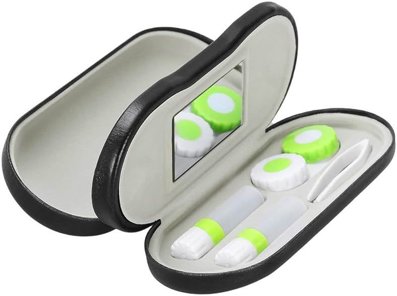 SteelFever 2 in 1 Double Sided Portable Glasses Case Travel Contact Lens Case (Black) - Product Image