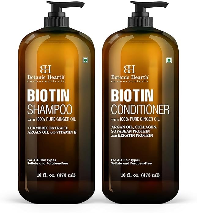 Botanic Hearth Biotin Shampoo and Conditioner Set - with Ginger Oil & Keratin for Hair Loss and Thinning Hair for Men and Women - Sulfate Free, 16 fl oz each - Product Image