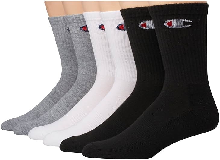 Champion Men's Crew Socks – Moisture-wicking Athletic Socks With Cushioning & Arch Support (Size 6-12) - Product Image