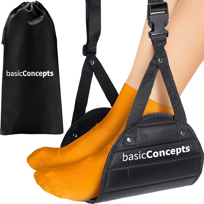 BASIC CONCEPTS Airplane Foot Hammock for Plane Travel Essentials - Airplane Travel Essentials, Long Flight Foot Rest - Plane Gadgets - Product Image