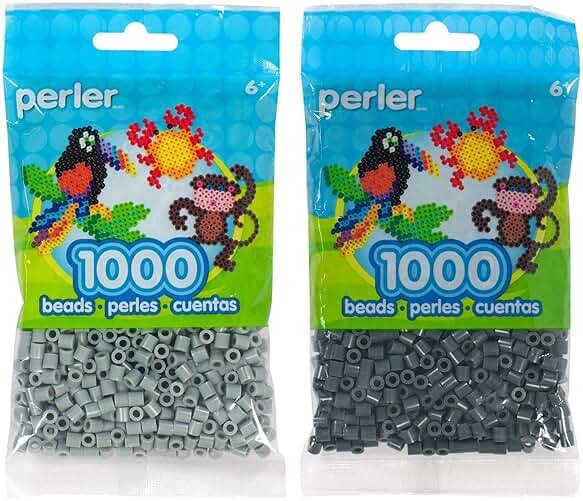 Perler Bead Bag 1000, Bundle of Pewter and Charcoal (2 Pack) - Product Image