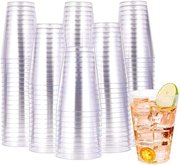 JOLLY CHEF 16 oz Clear Disposable Plastic Cups, 100 Pack Heavy-duty Plastic Cups Tumblers,Perfect for for Halloween, Christmas, and Thanksgiving Parties - Product Image
