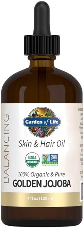 Garden of Life Jojoba Oil 100% Organic & Pure Golden Jojoba Oil for Hair, Skin and Face - Cold Pressed Body Oil, Massage, or Use as a Carrier Oil for Making Lip Balms & Body Butters, 4 fl - Product Image