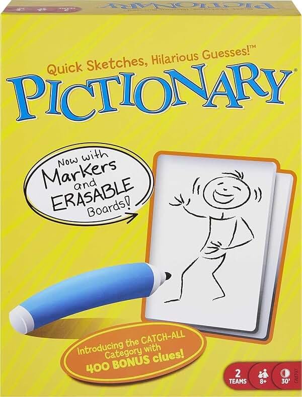 Mattel Games Pictionary Classic Board Game of Drawing & Guessing for Families & Game Night, Team Play with Unique Catch-All Category for Players 8+ Years - Product Image