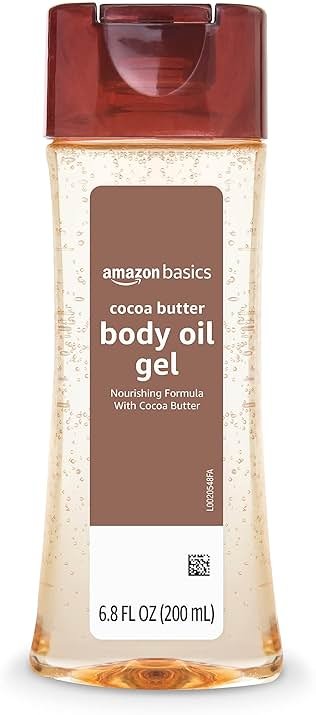 Amazon Basics Body Oil Gel with Cocoa Butter, Paraben Free, for Very Dry Skin, 6.8 Fl Oz, 1-Pack (Previously Solimo) - Product Image