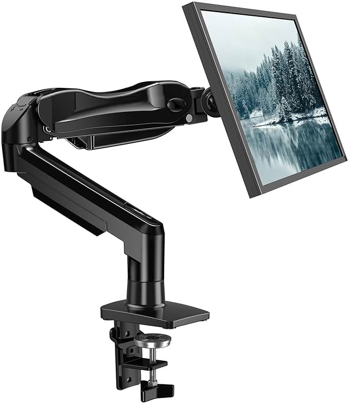 HUANUO Single Monitor Mount, 13 to 32 Inch Monitor Arm, Adjustable Monitor Stand, Vesa Mount with Clamp and Grommet Base - Fits 4.4 to 19.8lbs LCD Computer Monitors - Product Image