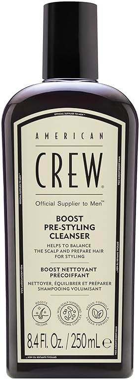 AMERICAN CREW Men's Pre Styler Boost Shampoo for Fine & Thin Hair, Instantly Volumizing Formula, Adds Volume, Lift, & Shine, Vegan, 8.4 fl oz - Product Image